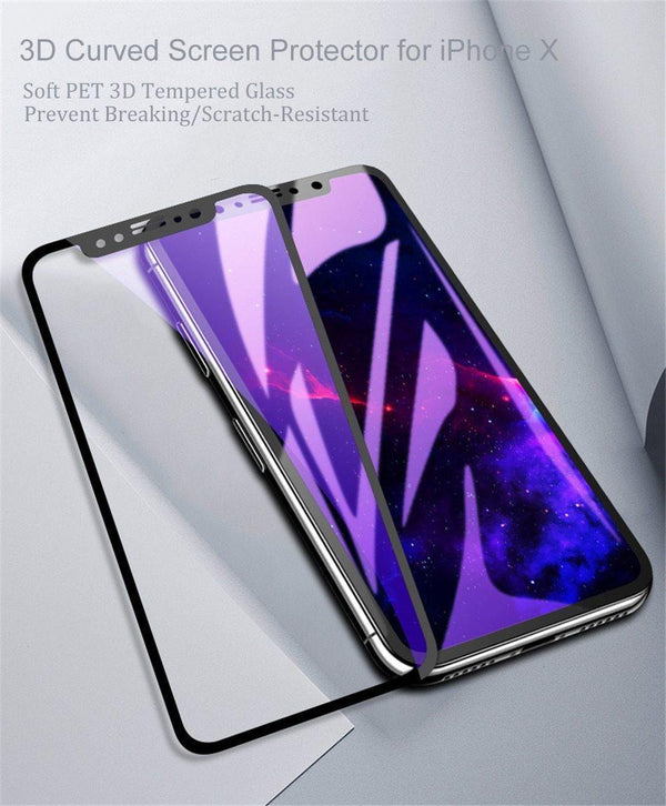 Planet Gates Baseus Screen Protector For iPhone X 8 7 6 S 6S Plus Tempered Glass 0.23mm Soft PET 3D Curved Protective Glass Front Film