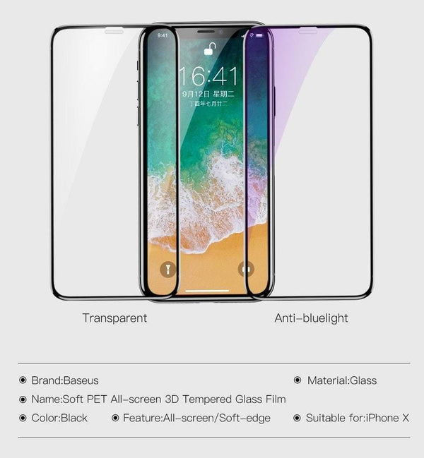 Planet Gates Baseus Screen Protector For iPhone X Tempered Glass Ultra Thin Anti Blue Light Full Screen Front Cover For iPhone X Glass Film