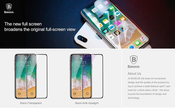Planet Gates Baseus Screen Protector For iPhone X Tempered Glass Ultra Thin Anti Blue Light Full Screen Front Cover For iPhone X Glass Film