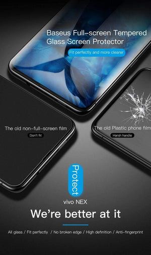 Planet Gates Baseus Screen Protector Tempered Glass For Vivo Nex Curved Edge HD Full Cover 0.3mm Protective Glass Toughened Film For Vivo Nex