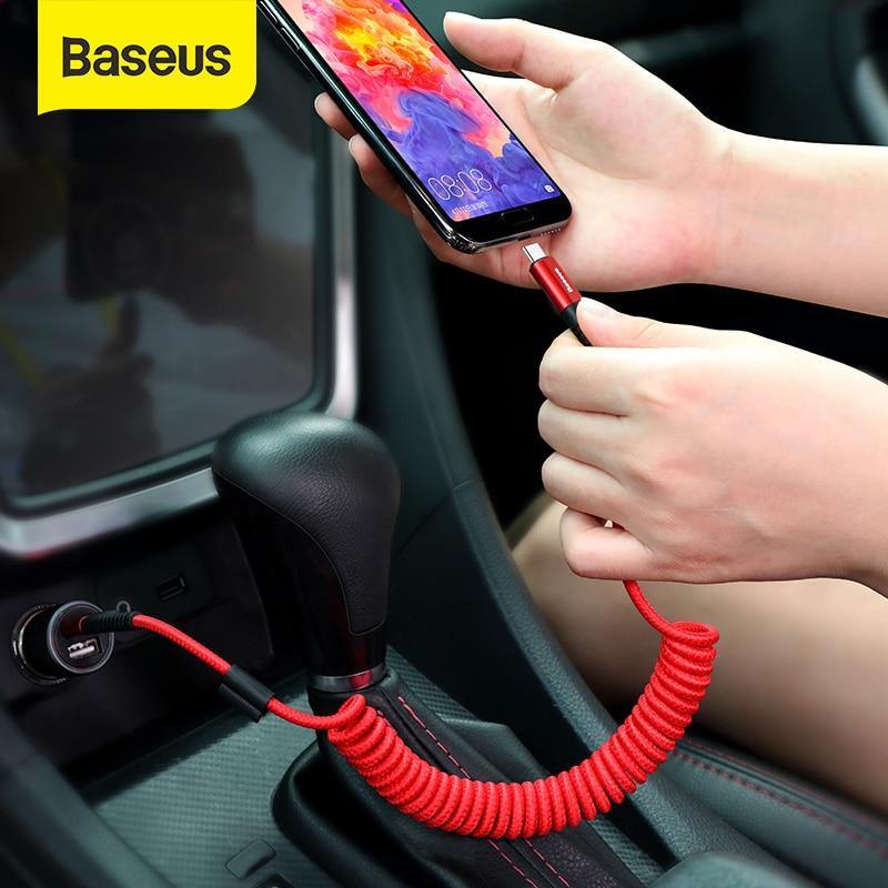 Baseus Spring USB Type C Cable for Xiaomi Mi 9 Huawei P30 Lite Samsung S10 2A USB C Fast Chagrge Cable Retractable Type C Cable