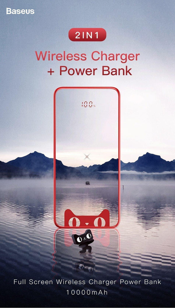 Planet Gates Baseus Tmall Cat Logo 10000mah Qi Wireless Charger Power Bank For iPhone Xiaomi mi Poverbank External Battery Wireless Powerbank