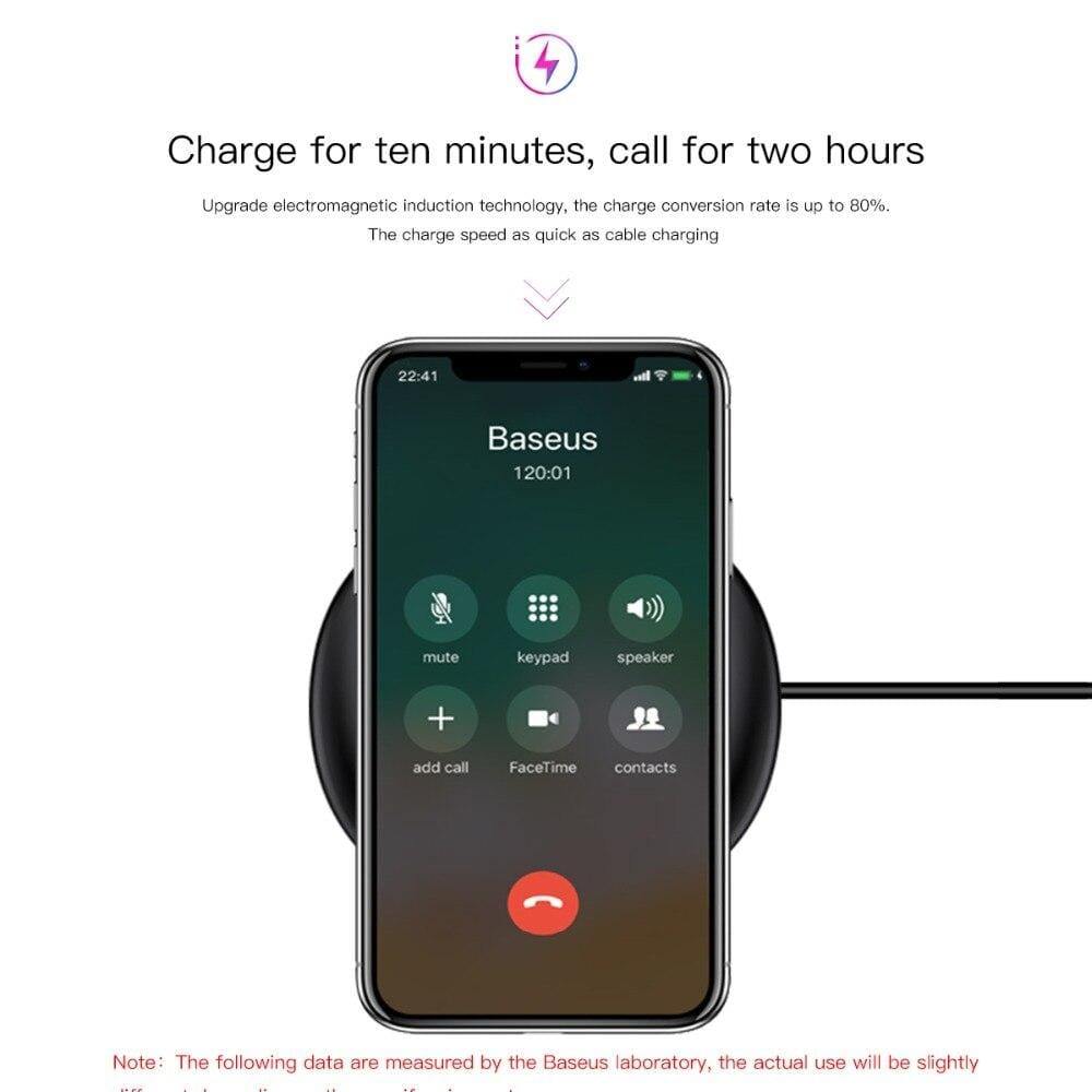 Baseus UFO Wireless Charger For iPhone X 8 XR XS For Samsung Note 10 S10 S9 10W Qi Wireless Charging Pad for P30 xiaomi mi 8 9 (black)