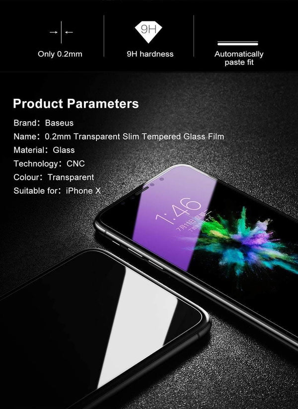 Planet Gates Baseus Ultra Thin Screen Protector For iPhone X 10 Glass Tempered Transparent Scratch Proof Protective Glass For iPhone X
