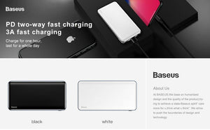 Planet Gates Baseus Ultra Thin Slim 10000mAh Power Bank For iPhone Xiaomi USB C PD Fast Charging Powerbank External Battery Charger Poverbank