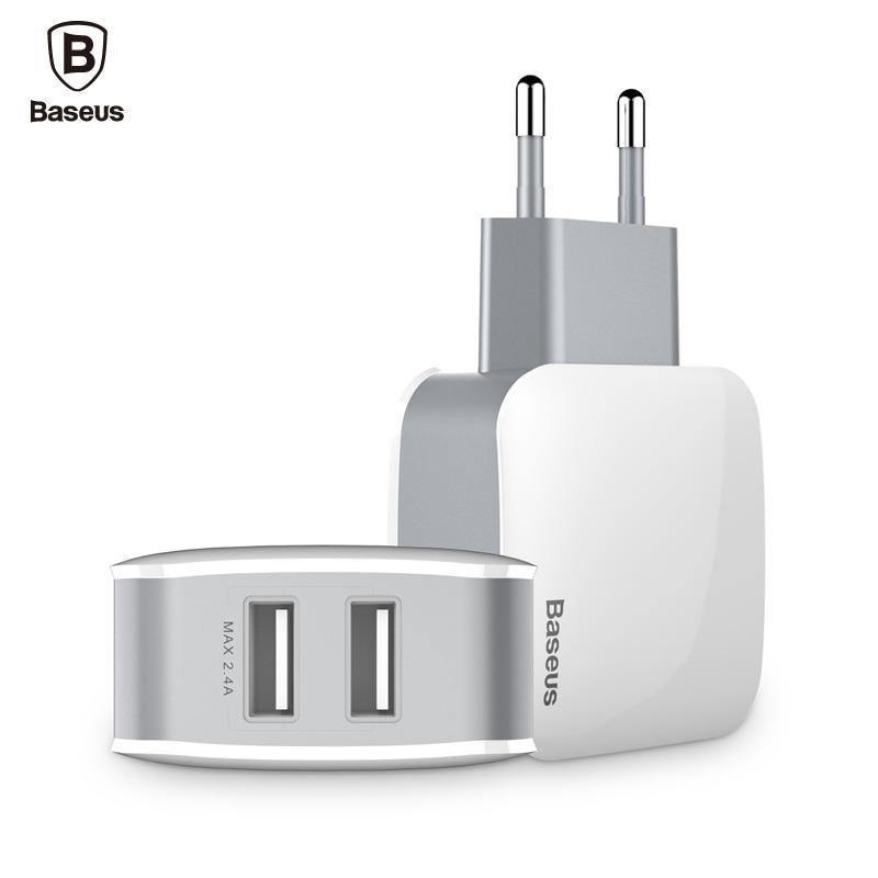 Baseus Universal Phone USB Charger Dual Ports Travel Wall Charger Adapter 2.4A EU US Plug Mobile Phone Charger For iPhone Tablet - Planet Gates