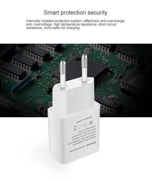 Planet Gates Baseus Universal USB Charger EU Plug Travel Wall Charger Adapter Smart Mobile Phone Charger For iPhone Samsung Xiaomi Tablet