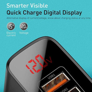 Baseus US Plug 18W Charger USB C PD Fast Charging Wall Charger Quick Charge 3.0 Dual USB Ports Charger with Digital Display