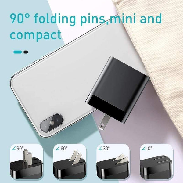 Baseus US Plug 18W Charger USB C PD Fast Charging Wall Charger Quick Charge 3.0 Dual USB Ports Charger with Digital Display