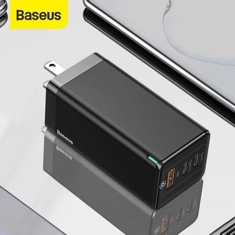 Baseus US Plug GaN Fast Charger 65W Quick Charge 4.0 3.0 USB C PD Charger 3 USB Ports Portable Charger For iPhone Huawei Xiaomi