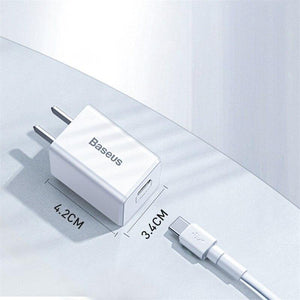 Baseus US Plug PD Charger 18W Support USB Type C PD Fast Charging Portable Wall Adapter Charger (US PLUG CHARGER)