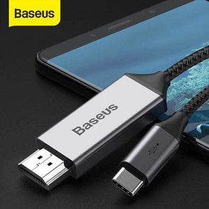 Baseus Usb C HDMI Cable 4K 60Hz Type c to HDMI Extension Adapter Cable for Huawei P30 P40 Pro Samsung S20 S10 S9 OnePlus 7 (gray 1.8m)