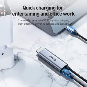 Baseus USB C HDMI Cable Type C to HDMI 4K 60Hz HDMI Adapter Thunderbolt 3 to HDMI Cable HDMI 2.0 for Samsung S20 S10 Huawei P40 (GRAY 1.8m)