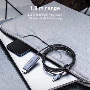 Baseus USB C HDMI Cable Type C to HDMI 4K 60Hz HDMI Adapter Thunderbolt 3 to HDMI Cable HDMI 2.0 for Samsung S20 S10 Huawei P40 (GRAY 1.8m)