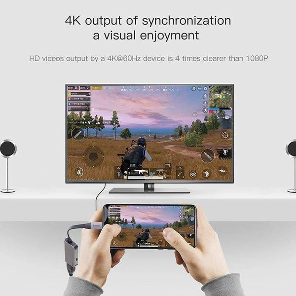 Baseus USB C HDMI Cable Type C to HDMI Splitter 4K 60Hz HDMI Adapter for Samsung S20 Huawei P40 Oneplus 7 HDMI Extender (Type C to HDMI 1.8m)