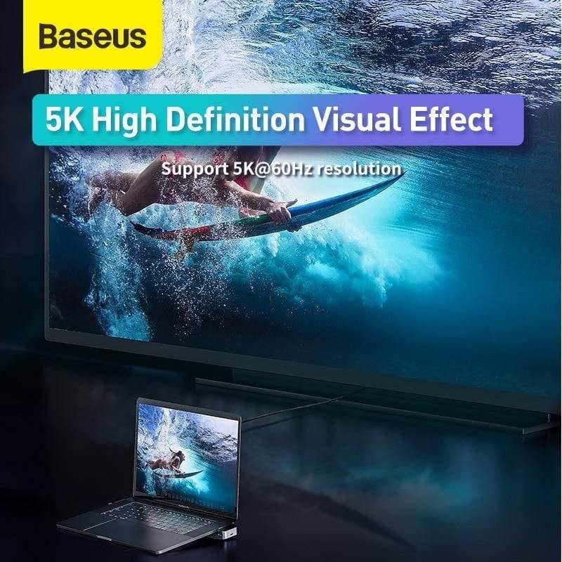 Baseus USB C HUB to HDMI USB 3.0 USB HUB for MacBook Pro Thunderbolt 3 USB Splitter Combined RJ45 Holder 9 in 1 Type C HUB (9in1 USB Type C HUB)
