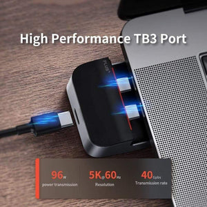 Baseus USB C HUB to HDMI USB 3.0 USB HUB for MacBook Pro Thunderbolt 3 USB Splitter Combined RJ45 Holder 9 in 1 Type C HUB (9in1 USB Type C HUB)