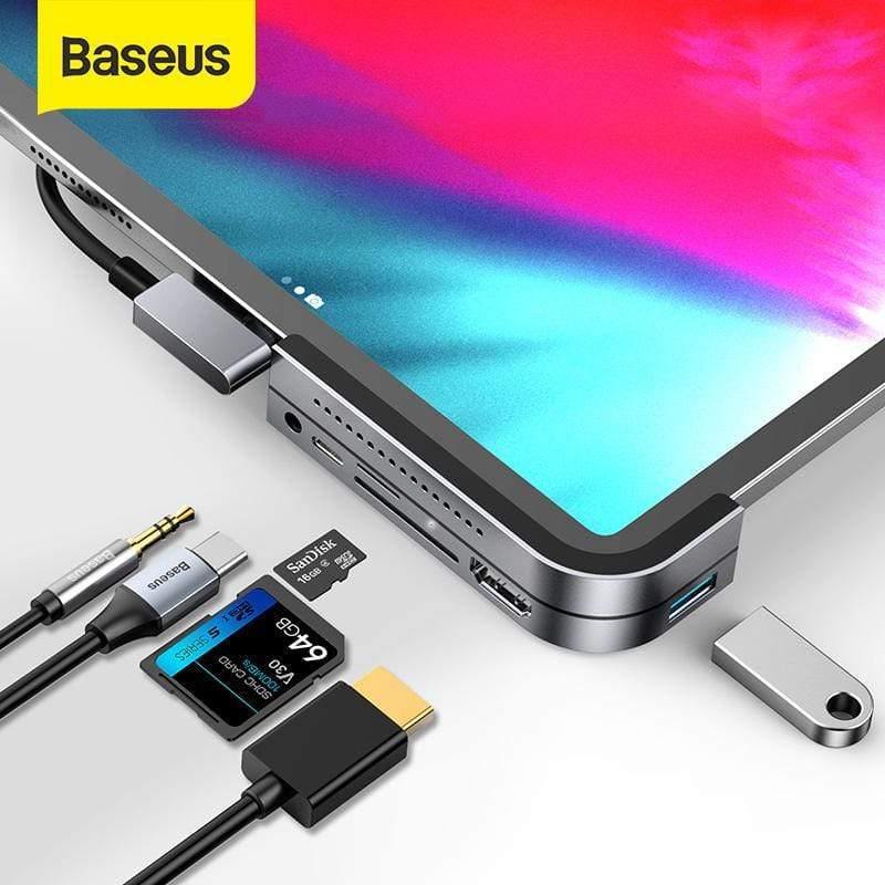 Baseus USB C HUB to USB 3.0 HDMI USB HUB for iPad Pro Type C HUB for MacBook Pro Docking Station Multi 6 USB Ports Type-C HUB (6in1 USB Type C HUB)