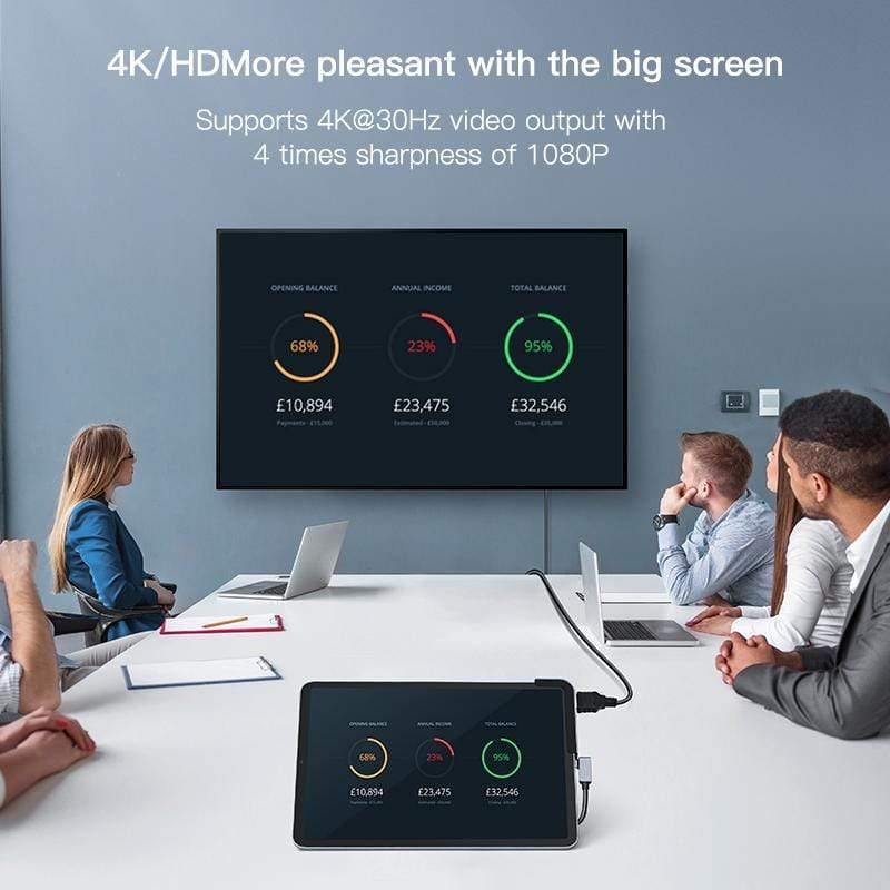 Baseus USB C HUB to USB 3.0 HDMI USB HUB for iPad Pro Type C HUB for MacBook Pro Docking Station Multi 6 USB Ports Type-C HUB (6in1 USB Type C HUB)