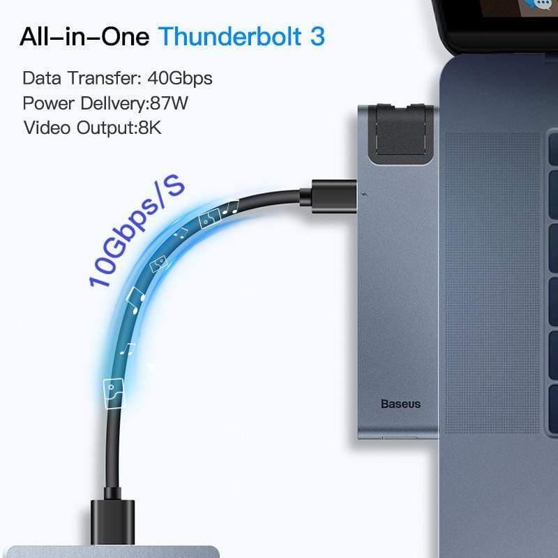 Baseus USB C HUB USB HUB to USB 3.0 HDMI Adapter for MacBook Pro Air HUB Thunderbolt 3 Dock RJ45 USB Splitter Dual Type C HUB