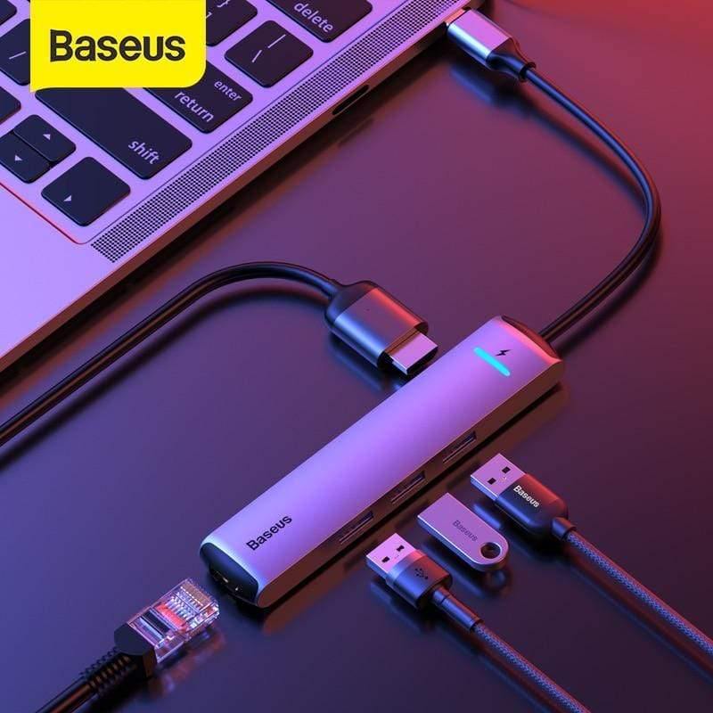 Baseus USB C HUB USB to Multi HDMI USB 3.0 RJ45 Carder Reader OTG Adapter USB Splitter for MacBook Pro Air USB Dock Type C HUB