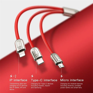 Planet Gates Baseus USB Cable For iPhone Xs Max X Xr 3 in 1 Micro USB Cable Fast Charging Charger USB Type C Type-c Cable Mobile Phone Cables