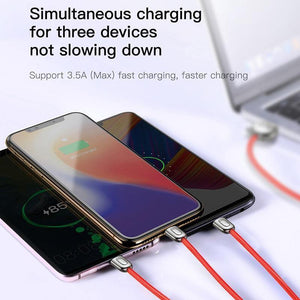 Planet Gates Baseus USB Cable For iPhone Xs Max X Xr 3 in 1 Micro USB Cable Fast Charging Charger USB Type C Type-c Cable Mobile Phone Cables