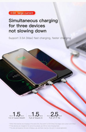 Planet Gates Baseus USB Cable For iPhone Xs Max X Xr 3 in 1 Micro USB Cable Fast Charging Charger USB Type C Type-c Cable Mobile Phone Cables