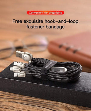 Planet Gates Baseus USB Cable For iPhone Xs Max X Xr 3 in 1 Micro USB Cable Fast Charging Charger USB Type C Type-c Cable Mobile Phone Cables