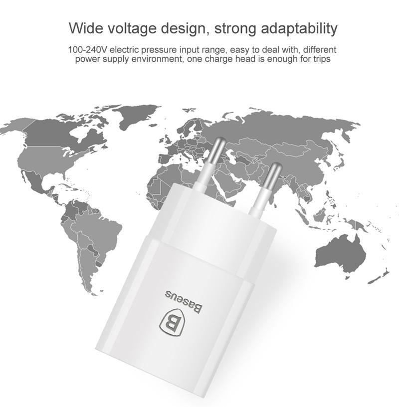 Planet Gates Baseus USB Charger For Mobile Phone EU Charger Plug Travel Wall Charger Adapter For iPhone iPad Samsung Xiaomi Phone Charger