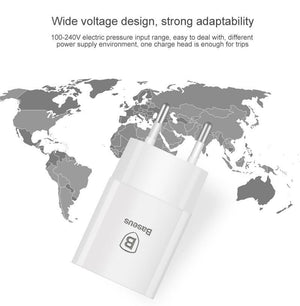 Planet Gates Baseus USB Charger For Mobile Phone EU Charger Plug Travel Wall Charger Adapter For iPhone iPad Samsung Xiaomi Phone Charger