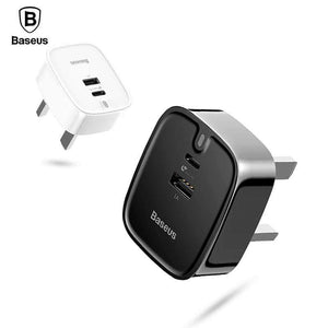 Planet Gates Baseus USB PD Charger For iPhone 30W Fast Charging UK Plug Type-c Adapter For Mobile Phone Travel Wall 3A Type C PD USB Charger