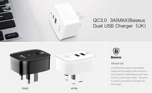 Planet Gates Baseus USB PD Charger For iPhone 30W Fast Charging UK Plug Type-c Adapter For Mobile Phone Travel Wall 3A Type C PD USB Charger