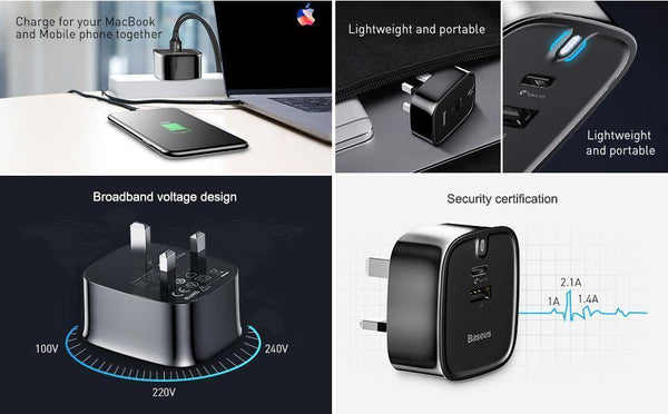 Planet Gates Baseus USB PD Charger For iPhone 30W Fast Charging UK Plug Type-c Adapter For Mobile Phone Travel Wall 3A Type C PD USB Charger