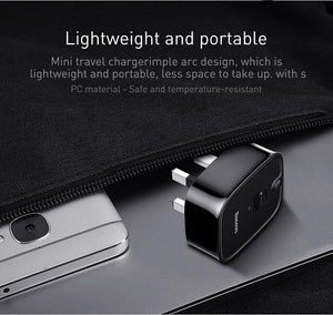 Planet Gates Baseus USB PD Charger For iPhone 30W Fast Charging UK Plug Type-c Adapter For Mobile Phone Travel Wall 3A Type C PD USB Charger