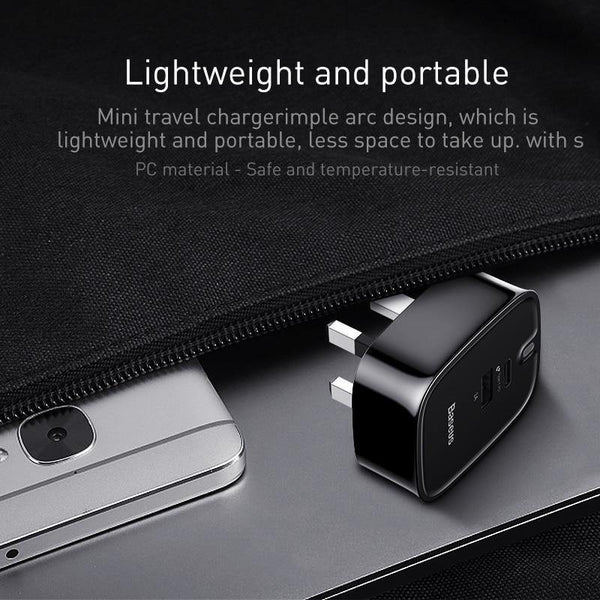 Planet Gates Baseus USB PD Charger For iPhone 30W Fast Charging UK Plug Type-c Adapter For Mobile Phone Travel Wall 3A Type C PD USB Charger