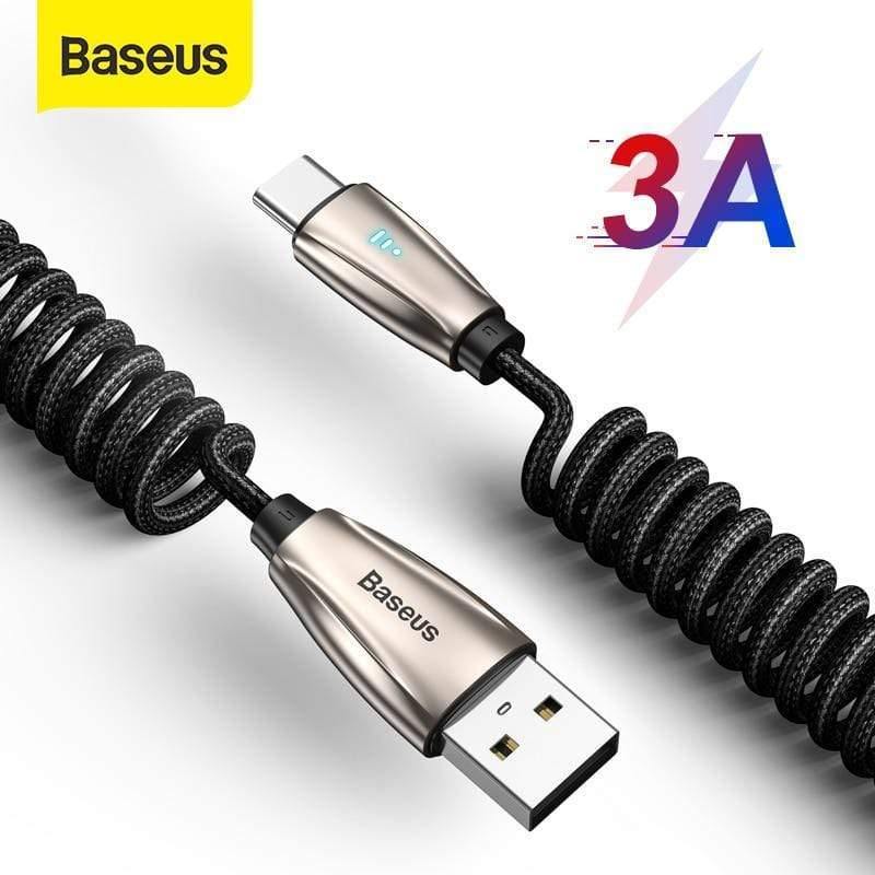 Baseus USB Type C Cable 3A Type C Cable for Redmi Note 8 9s Pro LED USB C Cable for Huawei P40 P30 Pro Samsung S20 Spring Cable