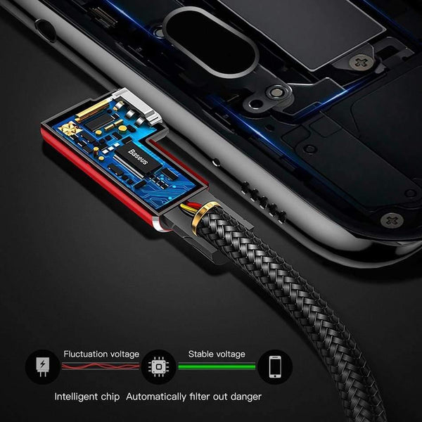 Baseus USB Type C Cable 90 Degree For Xiaomi Redmi K20 Pro USB C Mobile Phone Charging Cable For Oneplus 7 Pro Type-C Cable