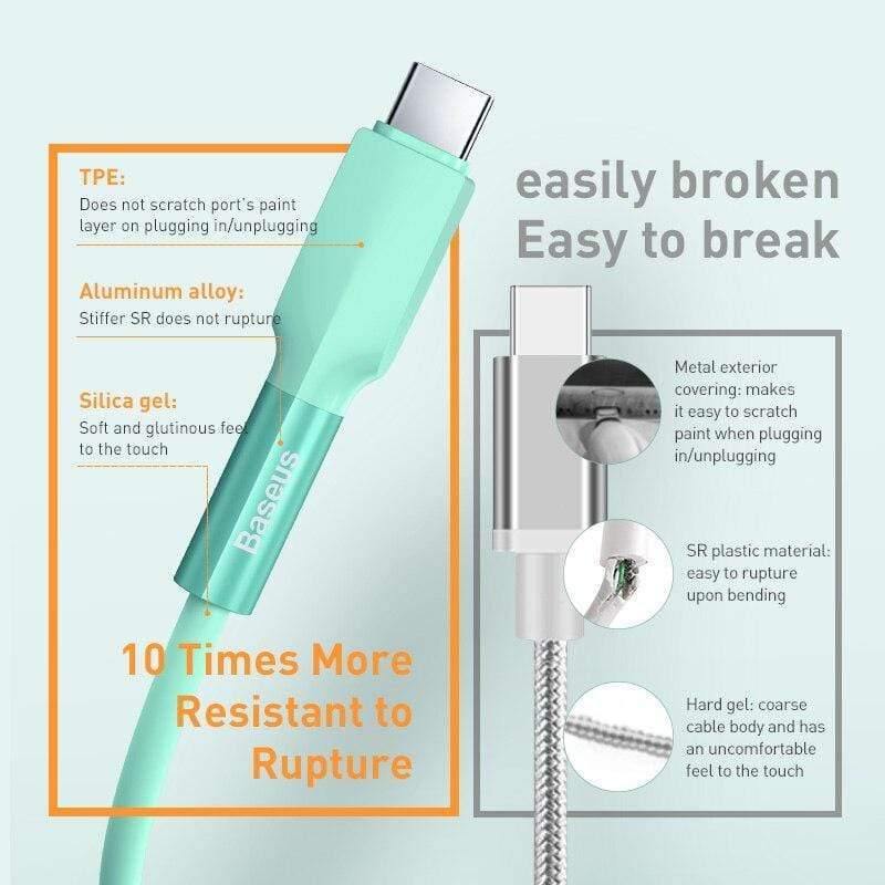 Baseus USB Type C Cable Liquid Silicone Quick Charge 3.0 Cable for Samsung S20 S10 Redmi Note 8 9 Quick Charging USB C Cable