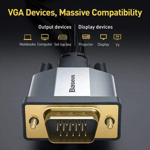 Baseus VGA Cable 1080P VGA Male to VGA Male Cables for Projector Television Computer 15 Pin Cable for Multimedia VGA Cable Cord