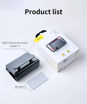 Planet Gates Baseus Wall Mount Holder For iPhone Xs Max X 8 Metal Strong Adhesive Mobile Phone Holder For Samsung Huawei Xiaomi Charger Stand