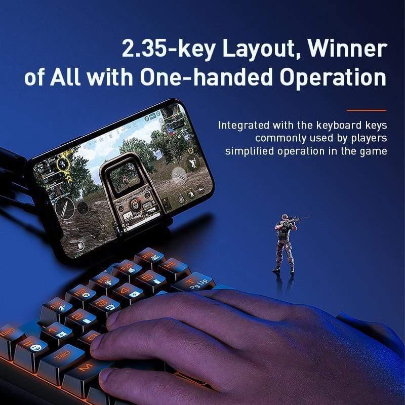 Baseus Wired Gaming Keypad for Smartphone Game Keyboard & LED Backlight 35 Keys One-handed Mechanical Keyboard for LOL/PUBG/CF (Black Blue Switch)