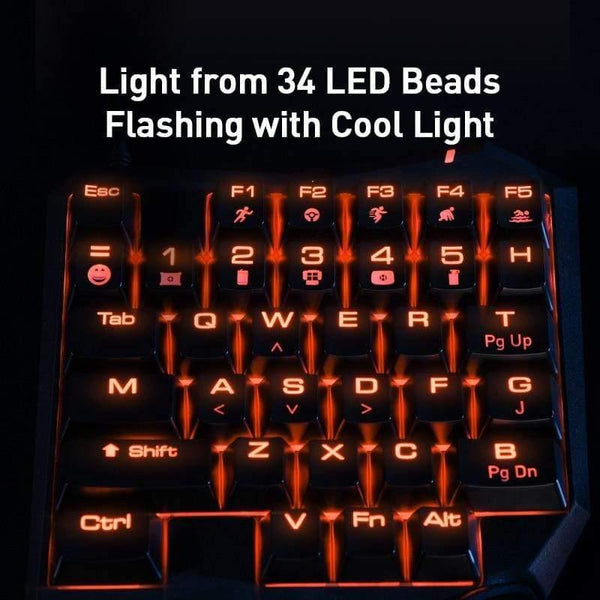 Baseus Wired Gaming Keypad for Smartphone Game Keyboard & LED Backlight 35 Keys One-handed Mechanical Keyboard for LOL/PUBG/CF (Black Blue Switch)