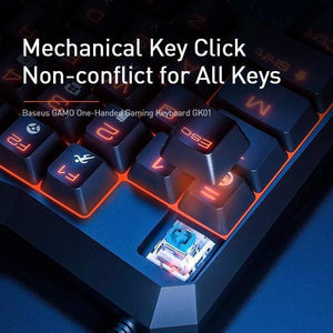 Baseus Wired Gaming Keypad for Smartphone Game Keyboard & LED Backlight 35 Keys One-handed Mechanical Keyboard for LOL/PUBG/CF (Black Blue Switch)