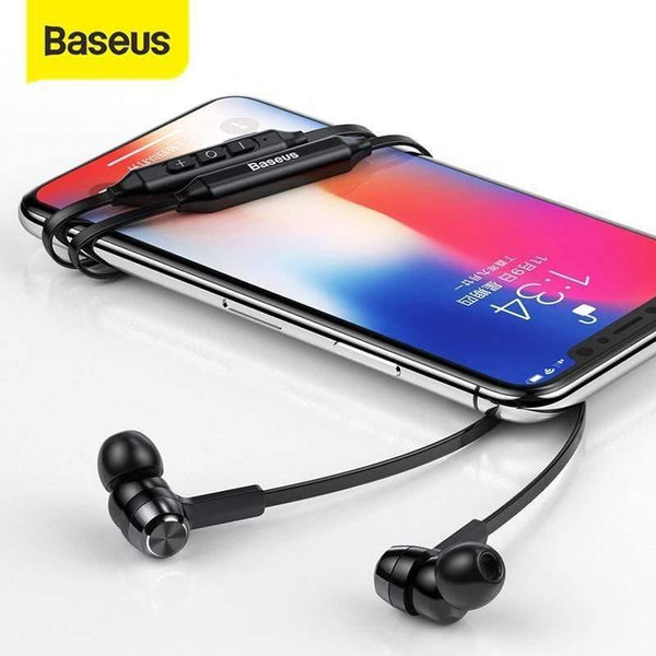 Baseus Wireless Bluetooth Earphones S06 Sports Neckband Magnetic Wireless Headphone With Mic For All Phones (BLACK)