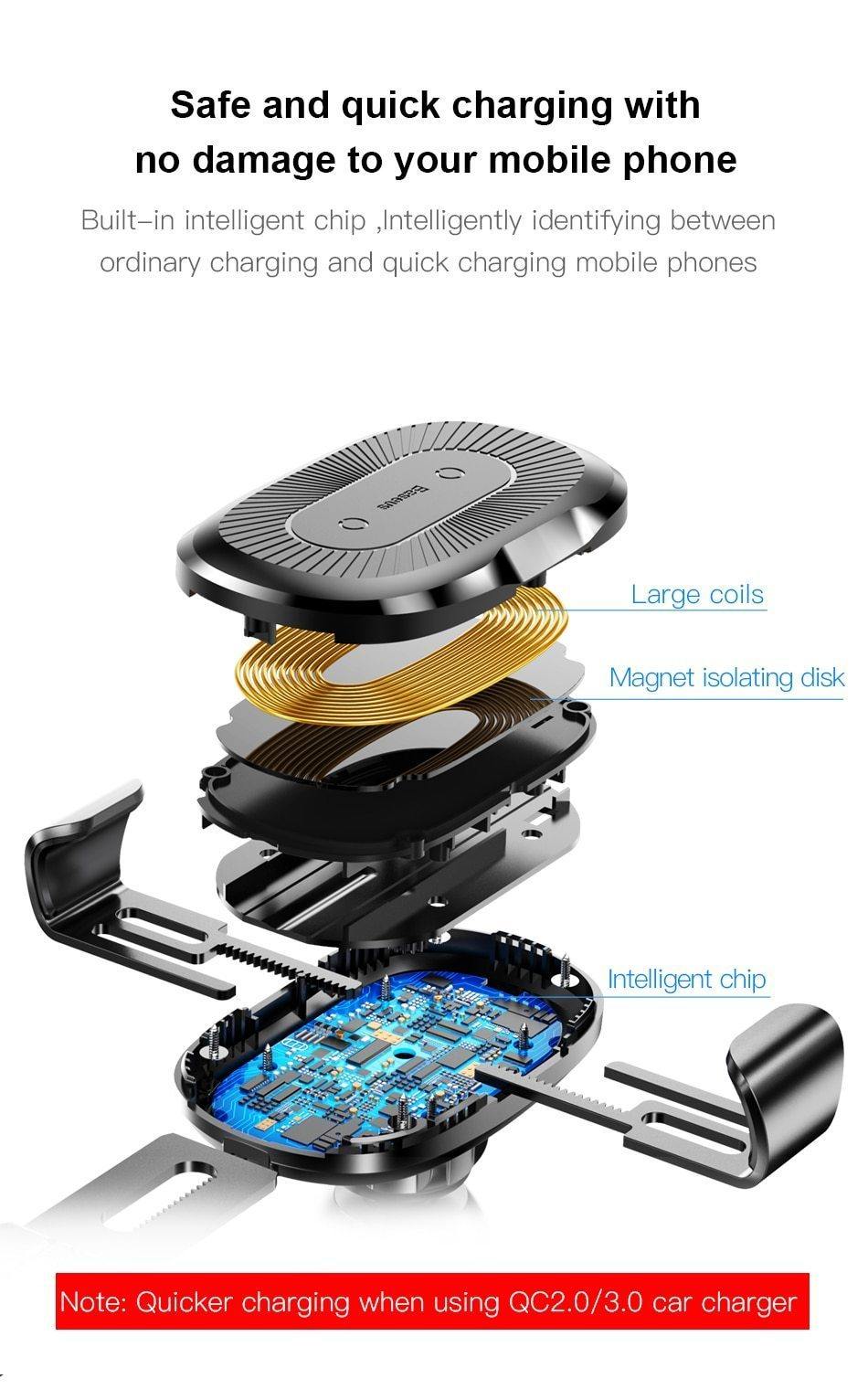 Planet Gates Baseus Wireless Car Charger For iPhone Xs Max Xr X 8 Samsung Note 9 Qi Wireless Charger Fast Wirless Charging Car Phone Holder