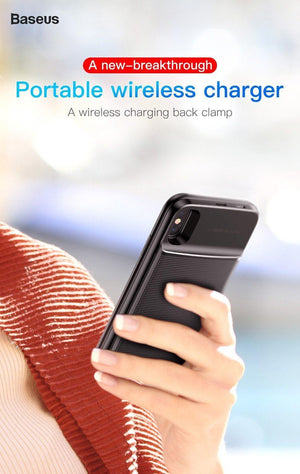 Planet Gates Baseus Wireless Charger Power Bank For iPhone X Battery Case Wireless Charing Powerbank For iPhone X Charger Case