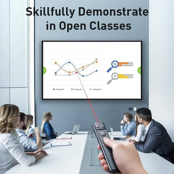 Baseus Wireless Presenter Laser Pointer 2.4GHz Remote Controller for Projector Power Pointer Presenter USB Bluetooth PPT Pen (GRAY)