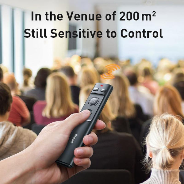 Baseus Wireless Presenter Laser Pointer 2.4GHz Remote Controller for Projector Power Pointer Presenter USB Bluetooth PPT Pen (GRAY)