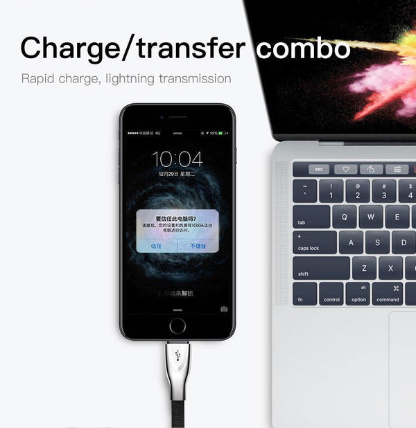 Planet Gates Baseus Zinc Alloy USB Cable For iPhone Xs Max Xr X 8 7 6 6s Plus 5 5s se Mobile Phone Cable Fast Data Charging Charger Cable
